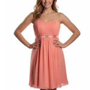 Mori‎ Lee Strapless Dress Women's 12 Cantelope Above Knee Barbiecore Classiccore